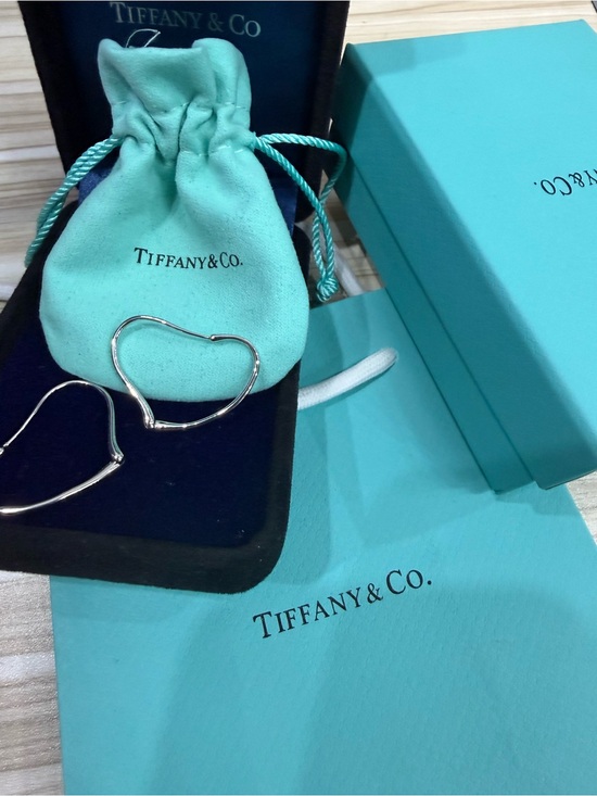 Tiffany & Co . . Jewelry - Tiffany & Co. Silver Heart Hoop Earrings with Tiffany Blue Pouch
